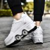 Double-Row Deform Wheel Automatic Walking Shoes Invisible Deformation Roller Skate 2 in 1 Removable Pulley Skates Adult Children's Unisex Skating Shoes Recreation Sneakers view 2