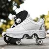 Double-Row Deform Wheel Automatic Walking Shoes Invisible Deformation Roller Skate 2 in 1 Removable Pulley Skates Adult Children's Unisex Skating Shoes Recreation Sneakers view 3