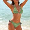 Homokoir Women's Sexy Polka Dot Bikini Set Two Piece Halter String Triangle Swimsuit,Green,M view 3