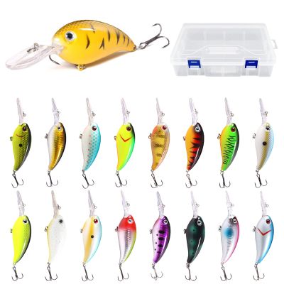 Crankbaits for Bass Fishing 17 PCs, Fishing Lures with Storage Box, 3.94" Deep Diving Crank Baits, Fishing Gifts for Men Freshwater Saltwater