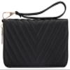 Brentano Vegan Leather Slim Single-Zipper Chevron Embroidered Wallet Clutch with Removable Wrist Strap (BLACK) view 2