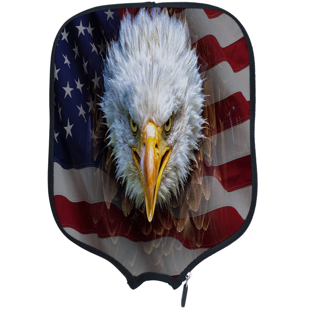 DUNHUANG American Flag Padded Pickleballs Protection Paddles Cover Personalized Cover Paddles Case Rackets Cover Holder Sleeve Case Protector, Fits Most Paddles, Rackets,077