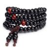 108 Mala Wooden Bead Bracelet Necklace Elastic Wood Sandalwood Seed Buddhist Bracelet for Women Men Buddha Prayer Meditation Money Wealth Drawing Jewelry-F black view 1