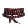 108 Mala Wooden Bead Bracelet Necklace Elastic Wood Sandalwood Seed Buddhist Bracelet for Women Men Buddha Prayer Meditation Money Wealth Drawing Jewelry-G red view 1