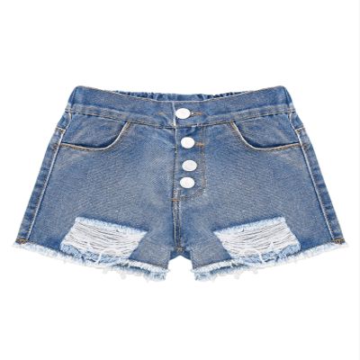 Alvivi Toddler Baby Girls Ripped Denim Shorts Button-up Distressed Jeans Short Pants Summer Bottoms Blue 2-3 Years