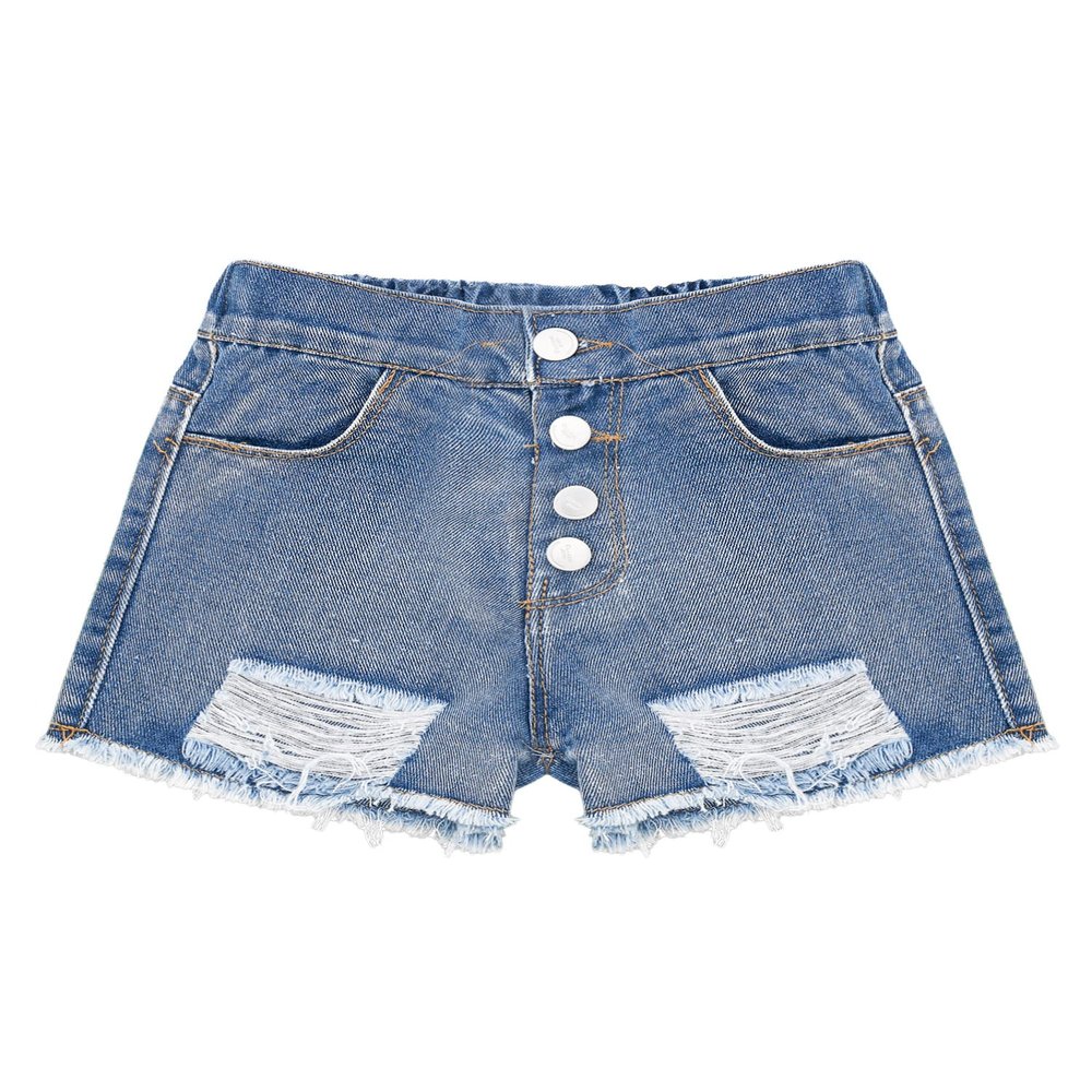 Alvivi Toddler Baby Girls Ripped Denim Shorts Button-up Distressed Jeans Short Pants Summer Bottoms Blue 2-3 Years