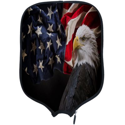 DUNHUANG American Flag Padded Pickleballs Protection Paddles Cover Personalized Cover Paddles Case Rackets Cover Holder Sleeve Case Protector, Fits Most Paddles, Rackets,094