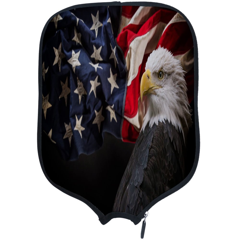 DUNHUANG American Flag Padded Pickleballs Protection Paddles Cover Personalized Cover Paddles Case Rackets Cover Holder Sleeve Case Protector, Fits Most Paddles, Rackets,094