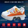 LDRFSE Multifunctional Roller Skates Shoes Automatic Walking Shoes Invisible Pulley Shoes Skates with Double-Row Deform Wheel Outdoor Parkour Shoes for Girls Boys Orange view 3