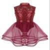 Moggemol Kids Girls Sequins Figure Ice Skating Dress Ballet Leotard Lyrical Dance Roller Skating Twirling Costume Burgundy Sequins 6 Years view 1