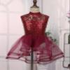 Moggemol Kids Girls Sequins Figure Ice Skating Dress Ballet Leotard Lyrical Dance Roller Skating Twirling Costume Burgundy Sequins 6 Years view 2