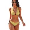 Homokoir Women's Sexy Polka Dot Bikini Set Two Piece Halter String Triangle Swimsuit,Yellow,L view 1