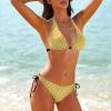 Homokoir Women's Sexy Polka Dot Bikini Set Two Piece Halter String Triangle Swimsuit,Yellow,L view 2
