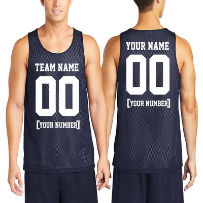 Custom Mens Basketball Jersey Add Your Name Number Mesh Reversible Tank Adult Men Sports Tee True Navy