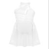 Daenrui Kids Girls Halter Neck Cutout Back Ballet Lyrical Dance Dress Latin Jazz Skating Costume Leotard Skirt Ivory 16 Years view 1