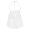 Daenrui Kids Girls Halter Neck Cutout Back Ballet Lyrical Dance Dress Latin Jazz Skating Costume Leotard Skirt Ivory 16 Years view 2