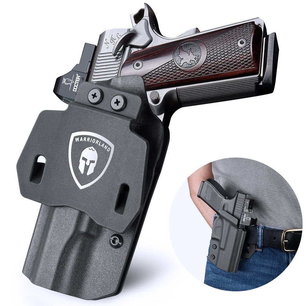 1911 Holster, OWB Kydex Holster Optional: 1911 5" No Rail, Including: Colt/Kimber/Springfield/S&W/Ruger/Taurus/Rock Island/Tisas/RIA/GSG/Mauser and More 1911 Pistols, Adj. Cant, Right Hand