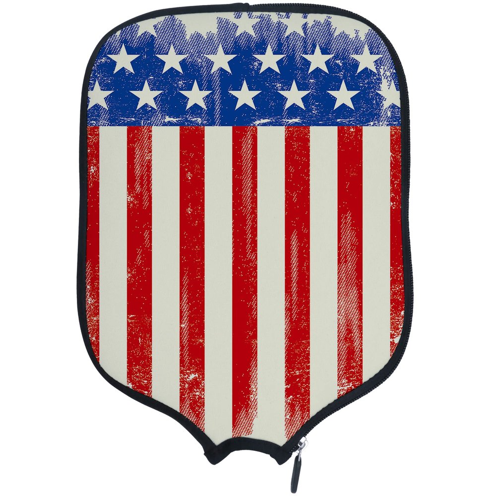 DUNHUANG American Flag Padded Pickleballs Protection Paddles Cover Personalized Cover Paddles Case Rackets Cover Holder Sleeve Case Protector, Fits Most Paddles, Rackets,072