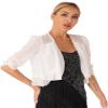renvena Womens Chiffon Shrugs Lightweight Cardigans Half Sleeve Open Front Bolero for Evening Dress White Small view 2