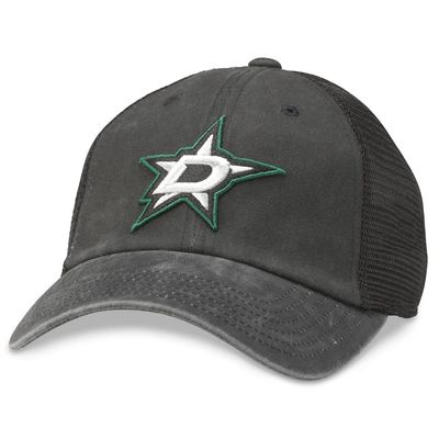 AMERICAN NEEDLE Officially Licensed NHL Dallas Stars Hockey Team Raglan Bones Adjustable Baseball Hat, Black (41152A-DAS-BLK)
