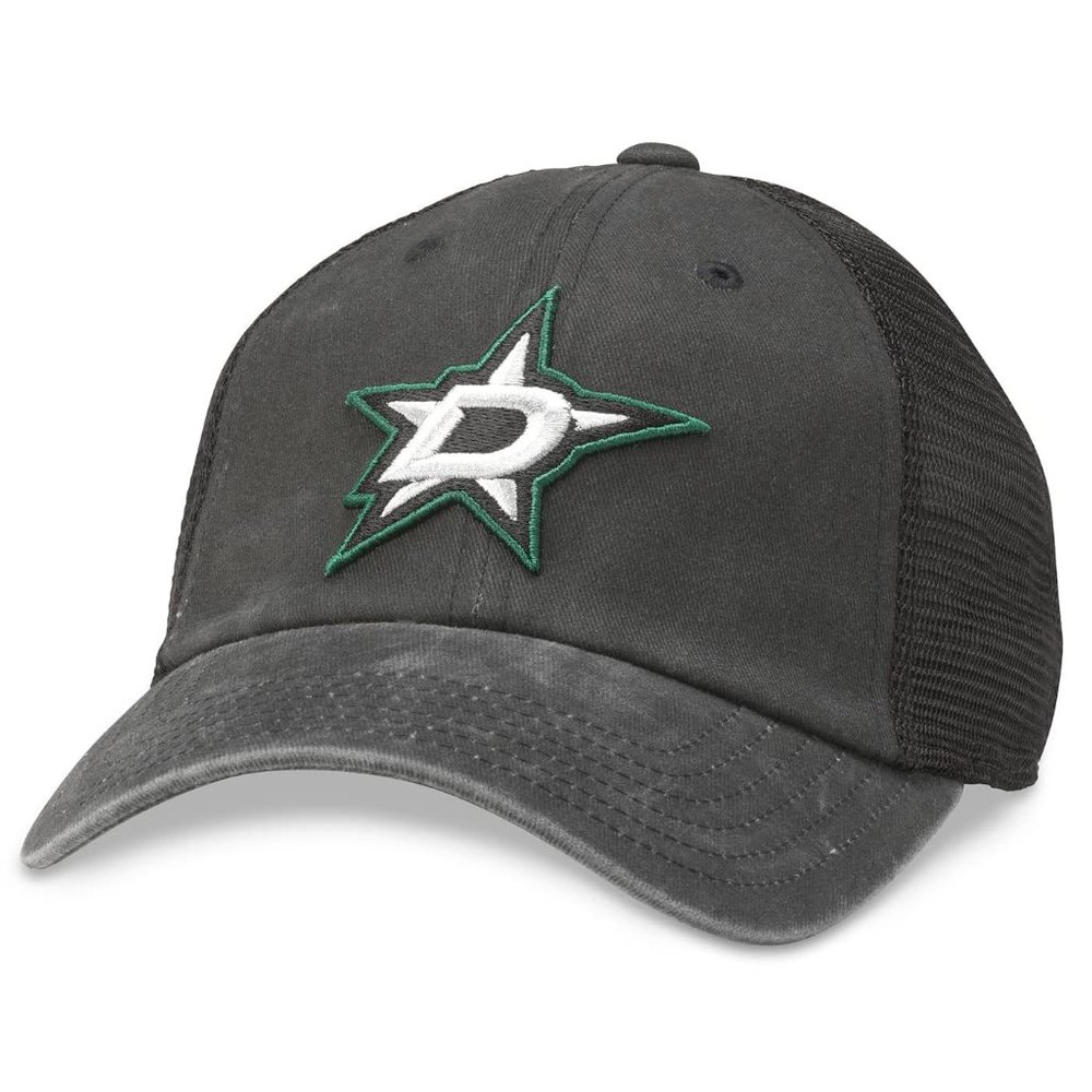 AMERICAN NEEDLE Officially Licensed NHL Dallas Stars Hockey Team Raglan Bones Adjustable Baseball Hat, Black (41152A-DAS-BLK)