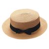 Baby Sun Hat Bowknot Straw Hat for Kids Wide Brim Boater Hat Foldable Breathable Flat Top Beach Hats UV Protection Khaki view 1