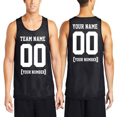 Custom Mens Basketball Jersey Add Your Name Number Mesh Reversible Tank Adult Men Sports Tee Black