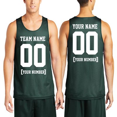 Custom Mens Basketball Jersey Add Your Name Number Mesh Reversible Tank Adult Men Sports Tee Forest Green
