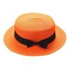 Baby Sun Hat Bowknot Straw Hat for Kids Wide Brim Boater Hat Foldable Breathable Flat Top Beach Hats UV Protection Orange view 1