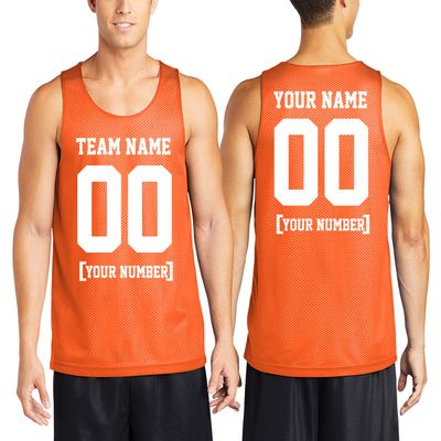 Custom Mens Basketball Jersey Add Your Name Number Mesh Reversible Tank Adult Men Sports Tee Deep Orange