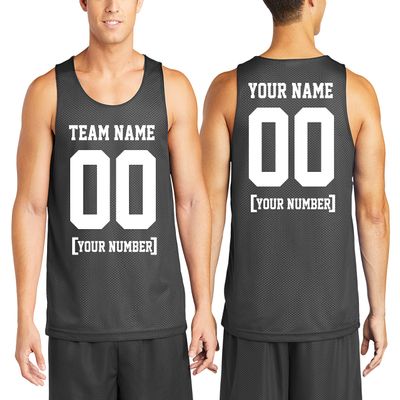 Custom Mens Basketball Jersey Add Your Name Number Mesh Reversible Tank Adult Men Sports Tee Iron Grey