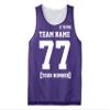 Custom Mens Basketball Jersey Add Your Name Number Mesh Reversible Tank Adult Men Sports Tee Purple view 3