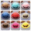 Baby Sun Hat Bowknot Straw Hat for Kids Wide Brim Boater Hat Foldable Breathable Flat Top Beach Hats UV Protection Coffee view 3