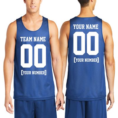 Custom Mens Basketball Jersey Add Your Name Number Mesh Reversible Tank Adult Men Sports Tee True Royal
