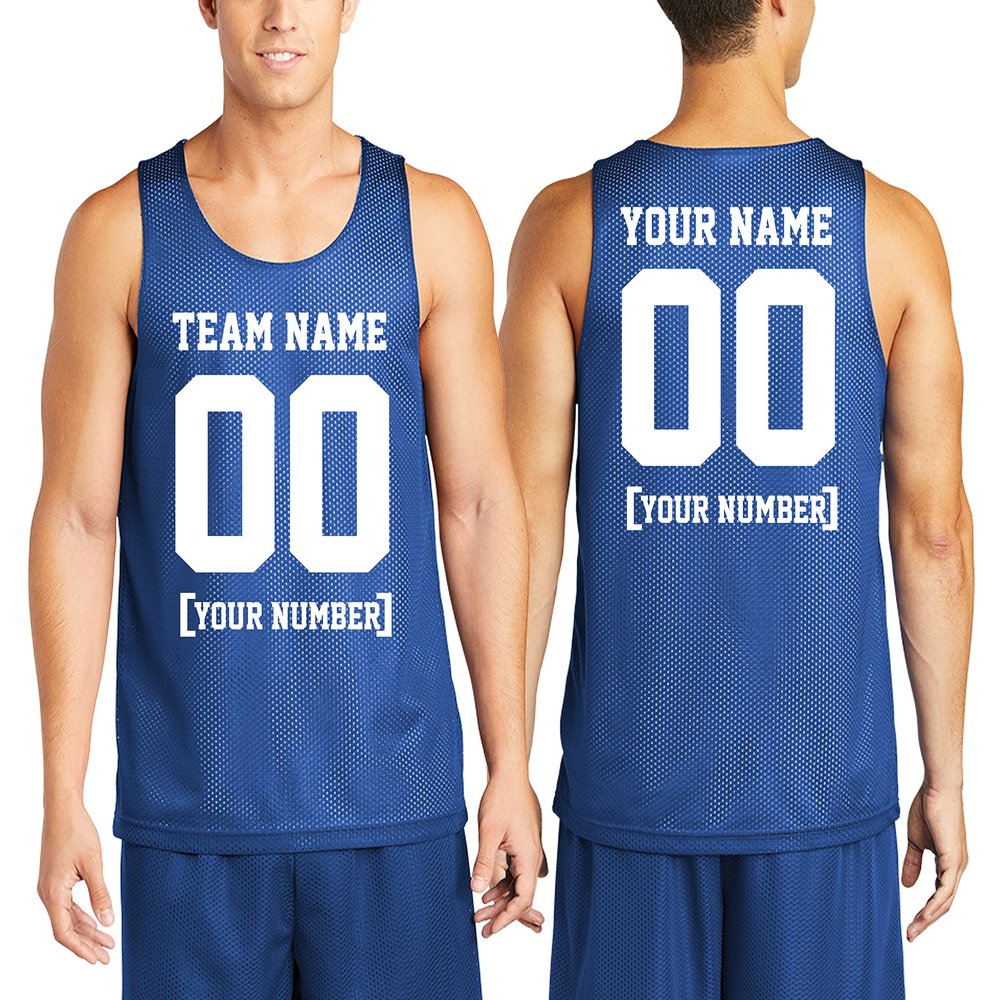 Custom Mens Basketball Jersey Add Your Name Number Mesh Reversible Tank Adult Men Sports Tee True Royal