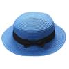 Baby Sun Hat Bowknot Straw Hat for Kids Wide Brim Boater Hat Foldable Breathable Flat Top Beach Hats UV Protection Dark Blue view 1