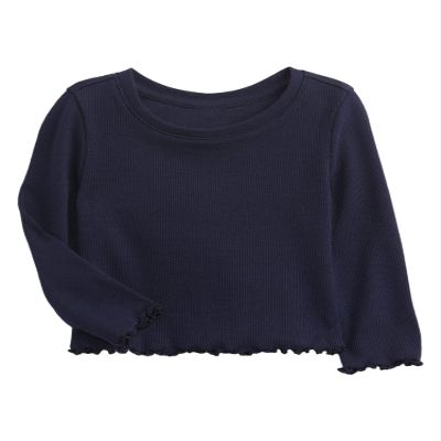 GAP Baby Girls Ribbed Knit T-Shirt T Shirt, Navy Uniform, 3-6 Months US