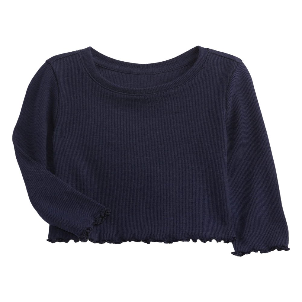 GAP Baby Girls Ribbed Knit T-Shirt T Shirt, Navy Uniform, 3-6 Months US