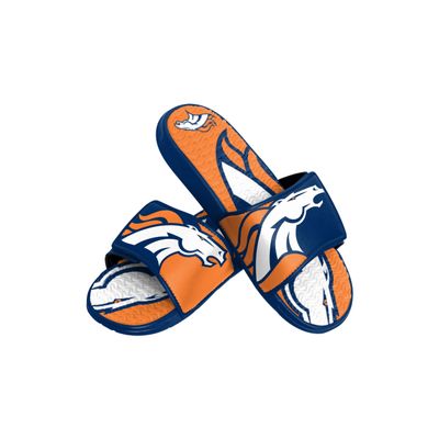 FOCO Boy's NFL Kids Team Sport Shower Gel Slide Flip Flop Sandals, Colorblock Big Logo, 2-3