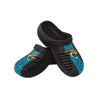 FOCO Men's NFL Logo Team Stripe Garden Water Sandals Shoes Slipper Clogs with Strap, 13-14