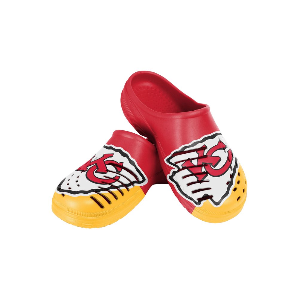 FOCO Kansas City Chiefs NFL Youth Colorblock Big Logo Clog - L (2-3)
