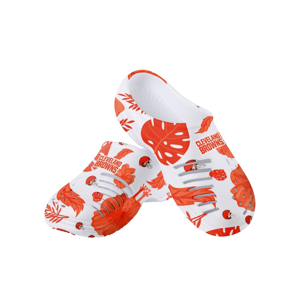 FOCO Cleveland Browns NFL Womens Floral White Clog - S