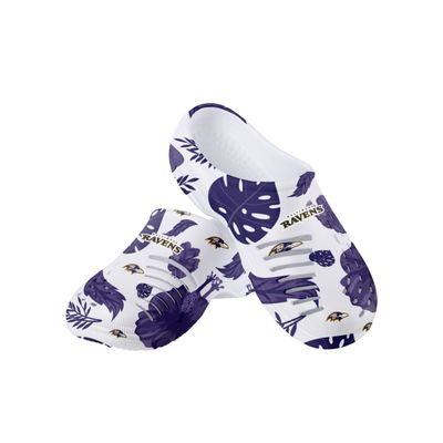 FOCO Baltimore Ravens NFL Womens Floral White Clog - XL