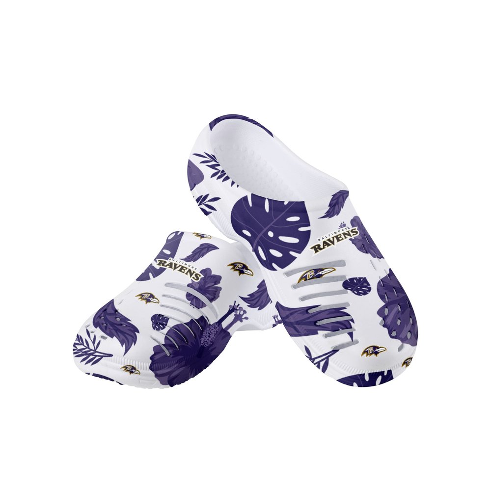 FOCO Baltimore Ravens NFL Womens Floral White Clog - XL