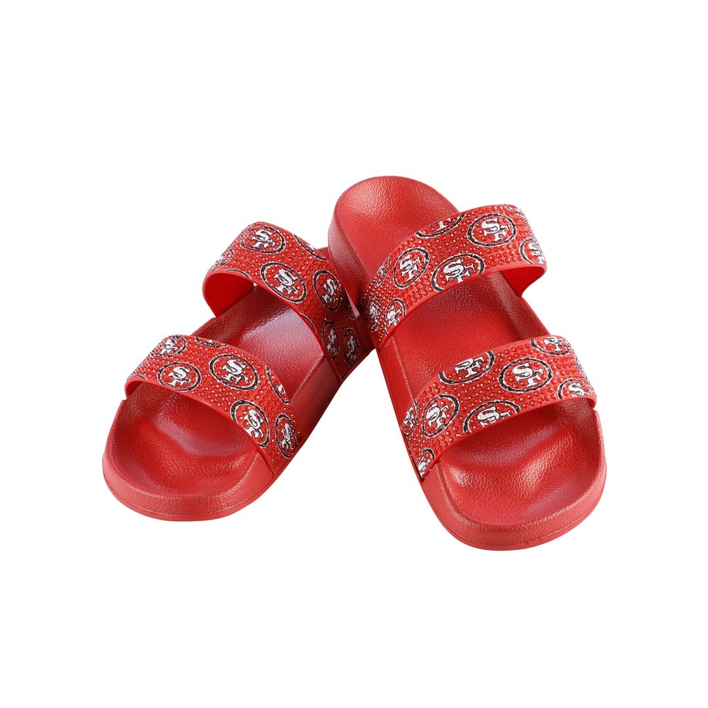 FOCO San Francisco 49ers NFL Womens Double Strap Shimmer Sandal