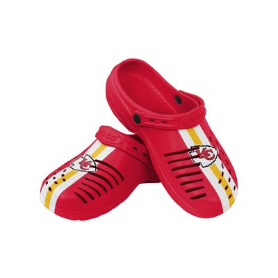 FOCO Men's NFL Logo Team Stripe Garden Water Sandals Shoes Slipper Clogs with Strap, 13-14