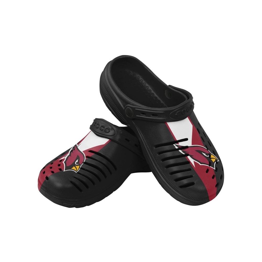 FOCO Men's NFL Logo Team Stripe Garden Water Sandals Shoes Slipper Clogs with Strap, 13-14