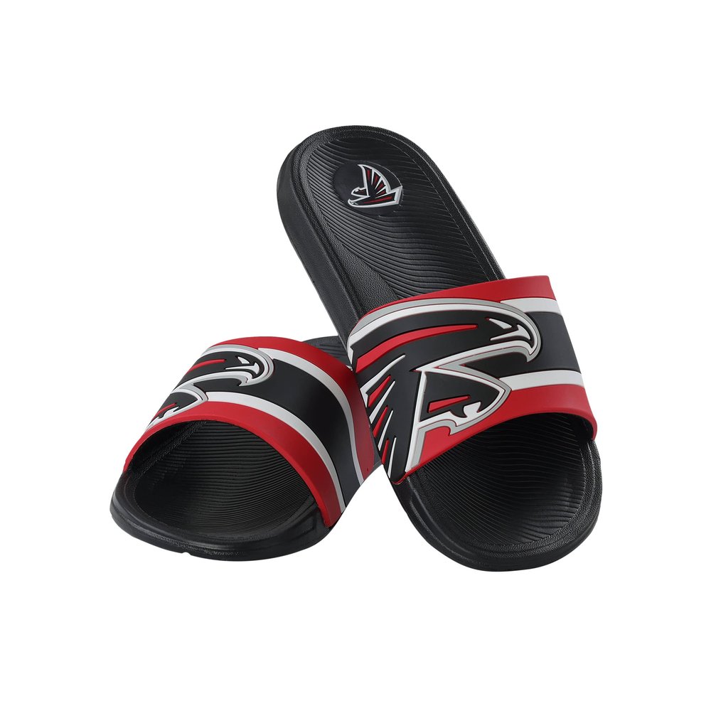 FOCO Atlanta Falcons NFL Mens Striped Big Logo Raised Slide - S