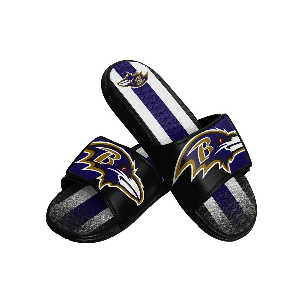 FOCO Baltimore Ravens NFL Mens Team Stripe Gel Slide - S
