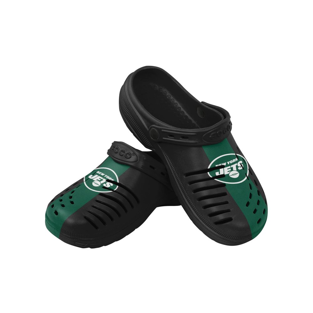 FOCO Men's NFL Logo Team Stripe Garden Water Sandals Shoes Slipper Clogs with Strap, 13-14